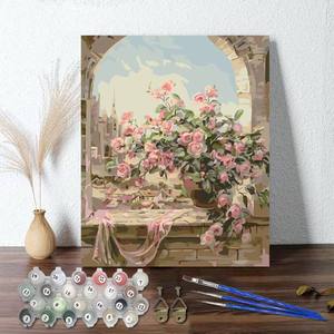 Kit de <span class=keywords><strong>Pintura</strong></span> Acrílica por Números DIY al por Mayor, Lienzo Floral para Arte de Pared con Pinceles y Pinturas, Manualidades de <span class=keywords><strong>Pintura</strong></span> por Números - Product Image 2