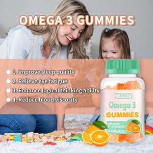 OEM Omega 3 Fish Oil Gummies <span class=keywords><strong>DHA</strong></span> Vitamin <span class=keywords><strong>Supplement</strong></span> untuk Semua Usia Mendukung Daya Ingat Otak Bebas Gluten Alami Kelas Makanan 2 Gummies - Product Image 4