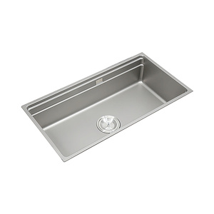 Évier de cuisine étroit Volcanic Nano Silver Tier 760x440mm finition miroir simple cuve SUS304 801 Robinet inclus - Product Image 1