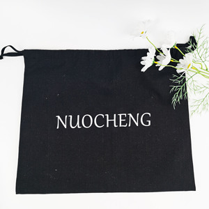 Sacs à poussière en toile de coton noir en gros avec cordon de serrage pour chaussures, chapeaux, emballage et rangement, pochette à cordon avec logo - Product Image 3