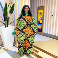 Nouvelle Robe de Soirée Bubu Imprimée Africaine pour Femme, Col en V, Grande Taille, Ample, avec Poches, Style Ethnique Moyen-Orient, Collection Été 2024