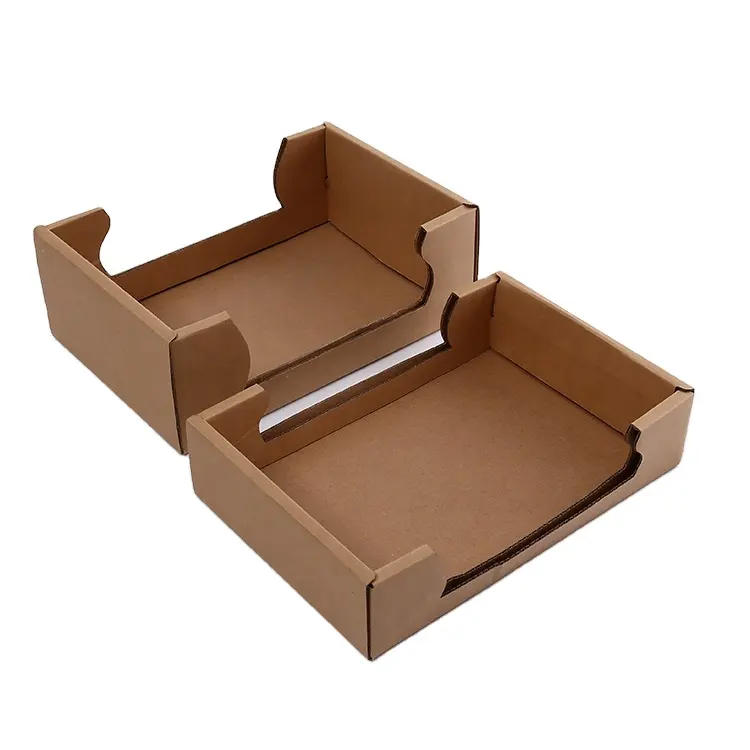 Brown Corrugated Cardboard Folding Paper Tray Box Recycled Fruits Grocery Display Tray