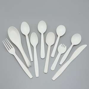 Cucharas de Plástico Desechables Biodegradables Personalizadas, Juego de Cubiertos de Plástico Desechables con Mango Largo y Grueso, Cuchara y Tenedor de Plástico - Product Image 1