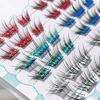 Cils de fée elfe colorés en fibre semi-artisanaux sans colle, effet dégradé, naturels et vaporeux, pour cosplay, anime, festival, usage photographique