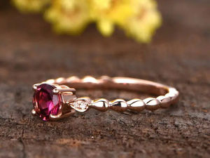 Anillo Delicado de Plata de Ley 925 Chapado en Rodio con Turmalina Natural de Corte Redondo para Boda y Aniversario, Venta al por Mayor - Product Image 4