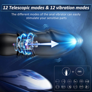 Anale vibrator Lesbische seksspeeltjes Vibrerende liefdesstok voor koppels Dubbele motor Telescc-stekker Sterke afstandsbediening Prostaatmassage - Product Image 3