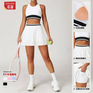 Conjunto Deportivo Disko para Mujer, Cintura Alta, Secado Rápido, Color Sólido, Costuras en Contraste, Falda de Tenis con Shorts Internos TZ5062 - Product Image 2