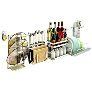 Nana Wall Mounted Stainless Steel Kitchen Storage Rack With Tray Dish Drainer Multipurpose Hanging Rack - Product Image 5