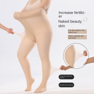Collants pour femmes <span class=keywords><strong>grande</strong></span> <span class=keywords><strong>taille</strong></span> automne-hiver, noirs, doublés <span class=keywords><strong>polaire</strong></span>, épais, effet amincissant, en nylon tricoté double couche - Product Image 2