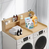 Protection murale double niveau en bois pour lave-linge et sèche-linge avec rails de bordure, couvercle supérieur pour lave-linge