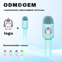 MM106 Mikrofon Speaker Kartun Lucu untuk Anak-Anak dengan Lampu LED Tujuh Warna dan Fungsi Pengubah Suara yang Menyenangkan