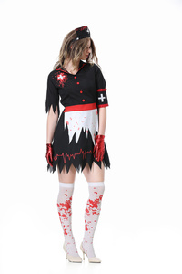 Dernière robe noire nouvelle Halloween Cosplay <span class=keywords><strong>infirmière</strong></span> horreur terrifiée <span class=keywords><strong>infirmière</strong></span> <span class=keywords><strong>sanglante</strong></span> Zombie Cosplay scène spectacle Costumes - Product Image 3