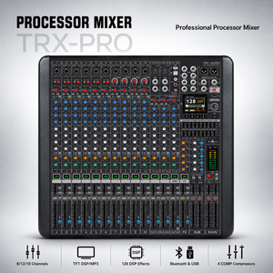 Console de mixage audio professionnelle TRX-16PRO, 16 canaux, table de mixage avec interface Bluetooth USB PC, 4 <span class=keywords><strong>SUB</strong></span> pour l'enregistrement en studio - Product Image 1