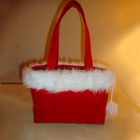 Vente en gros Sac fourre-tout cadeau de Noël personnalisé Sacs de Noël en peluche rouge en fausse fourrure