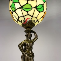 Lampe de table/bureau LED 10 pouces en alliage Sensmuel 2026, style rétro européen, verre teinté coloré, figurine religieuse