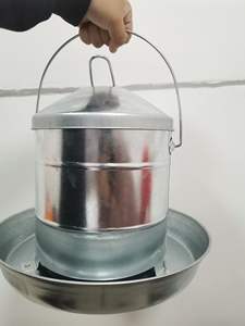 Abreuvoir à poulet en métal galvanisé <span class=keywords><strong>de</strong></span> 9 L avec poignée, distributeur d'eau pour volailles, mangeoires pour animaux - Product Image 2