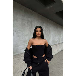 Ensemble de costume trois pièces noir pour femmes - Product Image 1