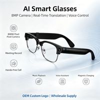 Lunettes Audio Intelligentes E09B avec IA, Caméra HD 1080P, Traduction en Temps Réel, Audio Stéréo Mains Libres, Lunettes Connectées, Batterie 300mAh, Type-C