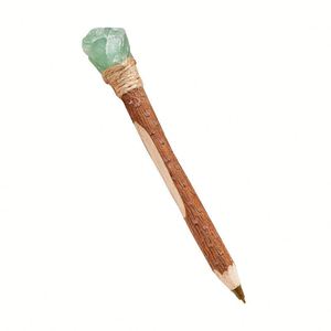 Custom Logo Wholesale Natural <b>Crystal</b> Amethyst <b>Cluster</b> Wood Magic Ballpoint Pens Crafts Home Decor Gift Made China Custom Brand - Product Image 4