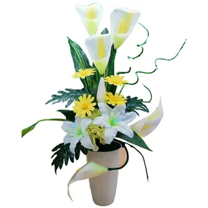 Fleur artificielle de lys et blanche en Fiber optique, décoration de mariage à la mode, avec des lys, arrangement décoratif