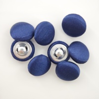 Kancing Kombinasi Modern yang Dapat Dicuci, Kancing Berlapis Kain Biru Dongker dengan Tangkai Logam, Kancing Bulat untuk Dijahit pada Blazer/Pakaian