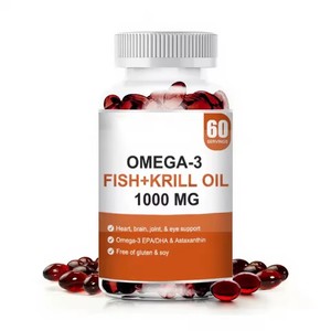 Capsules molles d'huile de krill antarctique en vrac OEM, supplément halal d'astaxanthine, huile de poisson oméga-3 EPA DHA, gélules molles d'huile de krill - Product Image 1