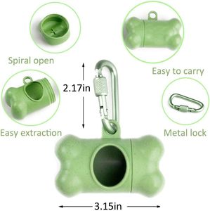 Distributeur de sacs à déjections canines en forme d'os, en paille de blé naturelle, avec 1 rouleau de sacs biodégradables, personnalisable avec logo - Product Image 2