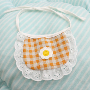 Cute Plaid Bibs For Dogs With Lace Trim And Decorative <b>Flower</b> Spring Summer Pet Clothes - Product Image 4