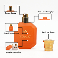 Flacon de parfum octogonal rechargeable plaqué or, flacon vide artistique en ambre orange givré, décoration de vanité spécifiquement conçu pour le bricolage
