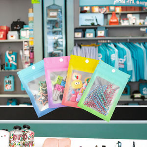 Bolsa resellable con cierre zip y ventana mate para accesorios de uñas, embalaje para relojes de pequeños negocios, bolsa con bloques de color - Product Image 2