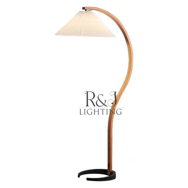 Nordic wooden living room bedroom sofa vertical lamp high quality Japanese retro pleated floor lamp