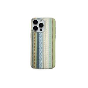 Étui de téléphone portable antichoc en silicone sculpté à rayures en dentelle rétro française pour <span class=keywords><strong>iPhone</strong></span> 16/17 - Product Image 5