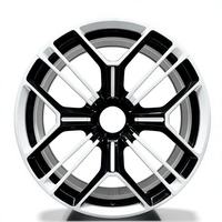 Rines Monobloque Híbridos Geométricos de Aluminio 6061-T6 Forjados a Medida en Blanco y Negro de 18-24 Pulgadas para Autos Deportivos Modernos y Vehículos Eléctricos