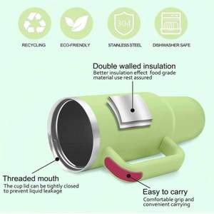 Mug de voyage isotherme en acier inoxydable Adventure 40 oz avec poignée, couvercles et paille, isolation thermique 12-24h, sans BPA - Product Image 5