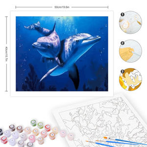 Peinture par numéros Kits pour adultes Kits dauphin bricolage artisanat <span class=keywords><strong>coloriage</strong></span> par numéros peinture acrylique sur toile pour la décoration intérieure - Product Image 4