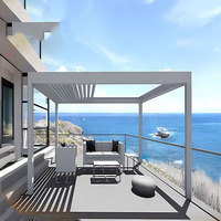 Pergola extérieure imperméable avec toit ouvrant à lamelles rétractables en aluminium, gazebo de jardin