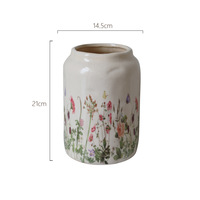 Jarrón Decorativo de Porcelana ARM LVG, Estilo Vintage, Textura Natural, Esmalte Craquelado, Diseño de Mariposas y Flores, Feng Shui, para Bodas