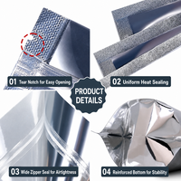 Gemetalliseerde staande pouch met ritssluiting, hersluitbare, zelfdichtende zak, verdikte aluminiumfolie verpakking voor thee, gedroogd fruit en noten