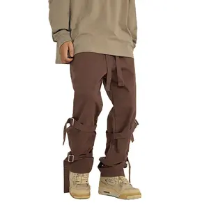 Custom Bandage Overalls Hip-hop Fried Street Ruffian Handsome Men's Trousers Cargo Pants Men Streetwear