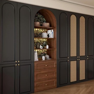 Factory-Customized French <b>Vintage</b>-Style Home Bedroom <b>Wardrobe</b> Set for Small Apartments Black Bedroom Furniture Bedroom Sets - Product Image 2