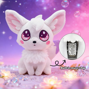 Peluches personnalisées en forme de <span class=keywords><strong>renard</strong></span> blanc assis, douces et adorables, avec boîte à musique intégrée pour enfants, faible MOQ - Product Image 2