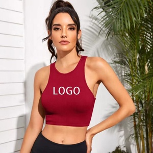 <span class=keywords><strong>Tank</strong></span> Top Wanita Polos Tanpa Jahitan, Bahan Rajut Rib Elastis, Model Streetwear Kasual Tanpa Lengan - Product Image 2