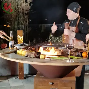 BBQ và bếp lò và hố lửa trong một corten thép lửa Pit BBQ than lửa hố BBQ
