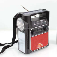 Radio Senter Tenaga Surya Portabel ELETREE FP-318-S dengan Speaker Terintegrasi, Radio AM FM SW Nirkabel dengan Panel Surya
