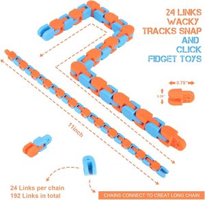 8 piezas de juguetes sensoriales de plástico de 24 eslabones para autismo, serpientes de clic, Wacky Tracks, juguetes antiestrés para niños - Product Image 2