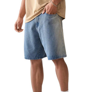 Pantalones cortos de mezclilla holgados para hombre lavados con logotipo personalizado de algodón peinado orgánico azul 100% clásico de alta calidad - Product Image 1