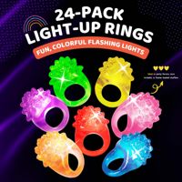 Lot de 24 anneaux lumineux LED pour enfants - Lumières LED colorées clignotantes pour les doigts, cadeaux de fête amusants