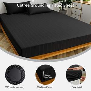 रानी आकार की काली कपास चांदी के फाइबर ने सोने के लिए बेहतर नींद कल्याण सादे फिट शीट 60 80 15 - Product Image 3