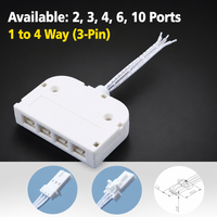 Boîtier de Jonction Répartiteur LED 3 Broches 6 Voies Prêt à Expédier, Hub Connecteur Dupont 3 Fils pour Bande Lumineuse RGB CCT Personnalisée pour Armoire