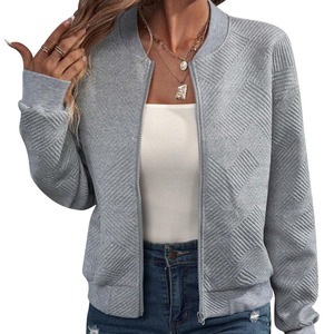 TKS Europa América Otoño Nuevo Abrigo Casual con Cuello de Botones y Cremallera Geométrica para Mujer. - Product Image 4